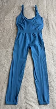 Free People FP Movement Good Karma One Piece Jumpsuit Blue M/L Yoga Pilates Gym